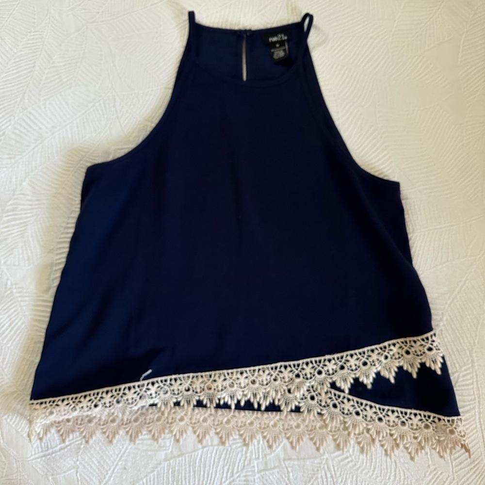 Rue 21 Blue High Neck Tank Top